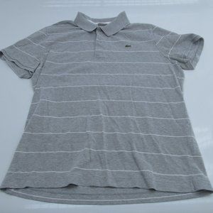 Lacoste Grey Striped Short Sleeve Polo Shirt Size 6